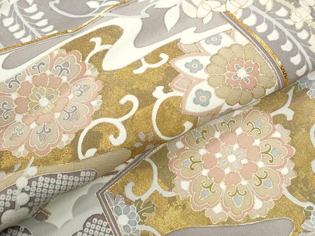 平和屋着物●豪華色留袖　駒刺繍　几帳扇面吉祥花唐草文　金彩　正絹　逸品　CABI3172yc