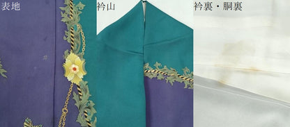 平和屋着物●螺鈿作家　甲斐泰造　訪問着　更紗花蝶唐草文　金彩　正絹　逸品　CABI3176yc