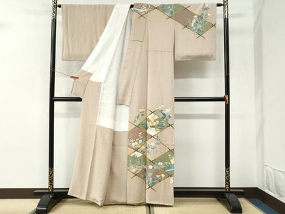 平和屋着物●本加賀友禅作家　吉田淳子　訪問着　竜田川風景花文　正絹　逸品　CABI3178yc