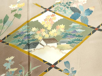 平和屋着物●本加賀友禅作家　吉田淳子　訪問着　竜田川風景花文　正絹　逸品　CABI3178yc