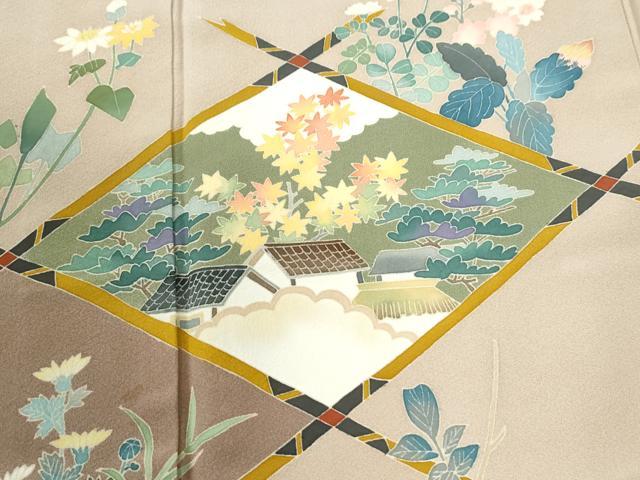 平和屋着物●本加賀友禅作家　吉田淳子　訪問着　竜田川風景花文　正絹　逸品　CABI3178yc