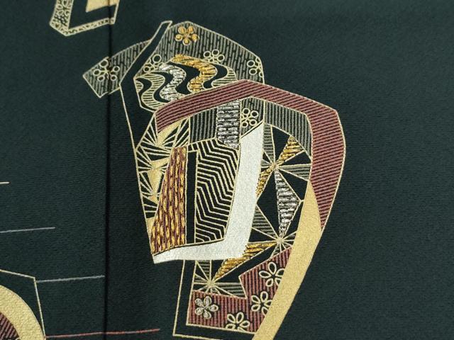 平和屋着物●訪問着　刺繍　吉祥花文　金銀糸　正絹　逸品　未使用　CABI3179yc