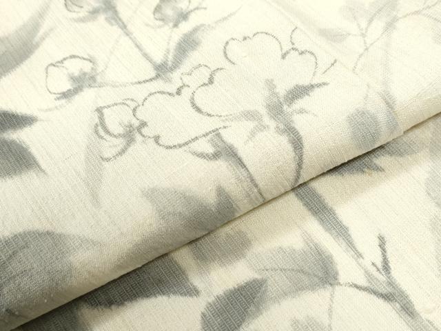 平和屋着物●訪問着　紬地　手描き　草花文　正絹　逸品　未使用　CABI3180yc