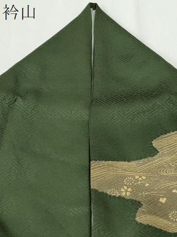 平和屋着物●訪問着　駒刺繍　絞り　霞遠山草花文　金彩　正絹　逸品　CABI3184yc