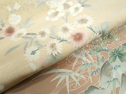 平和屋着物●訪問着　流水草花文　暈し染め　金彩　正絹　逸品　未使用　CABI3185yc