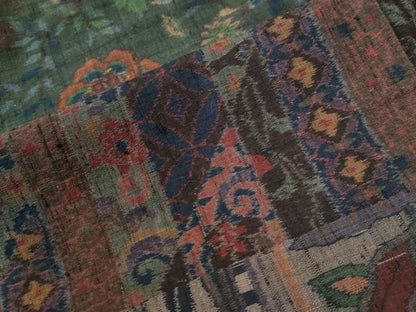 平和屋着物●訪問着　小千谷紬　横段更紗花文　正絹　逸品　CABI3190yc