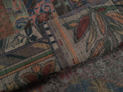 平和屋着物●訪問着　小千谷紬　横段更紗花文　正絹　逸品　CABI3190yc