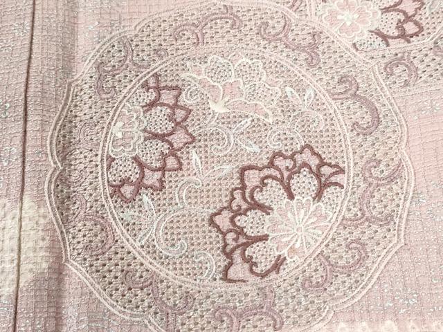 平和屋着物▼中国三大刺繍　スワトウ刺繍　総刺繍　訪問着　絞り　エ霞花唐草文　金銀彩　正絹　逸品　CABI3191yc