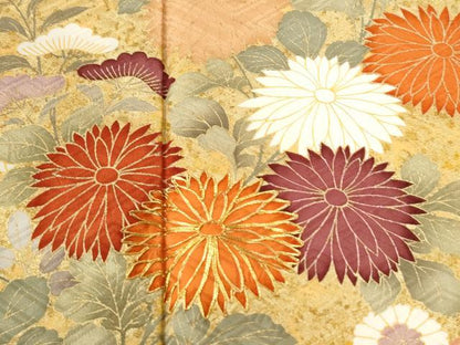 平和屋着物●豪華振袖　駒刺繍　雲取り牡丹菊花文　金彩　正絹　逸品　CABI3195yc
