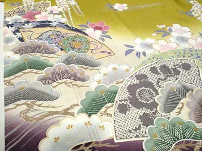 平和屋着物●豪華振袖 浜松地紙重ね鼓舞桜文 暈し染め 金彩 正絹 逸品 CABI3198yc
