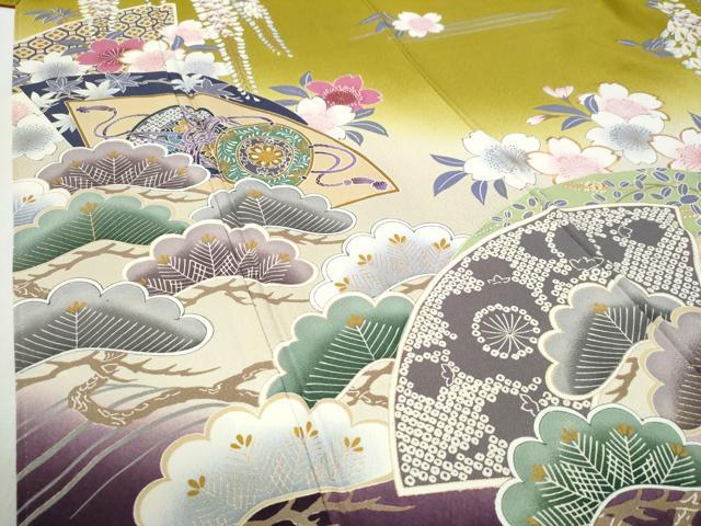 平和屋着物●豪華振袖 浜松地紙重ね鼓舞桜文 暈し染め 金彩 正絹 逸品 CABI3198yc