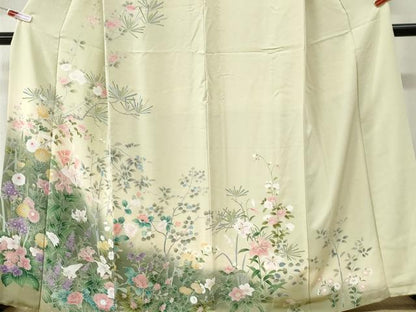 平和屋着物●訪問着　友禅　百合草花文　暈し染め　正絹　逸品　CABI3201yc