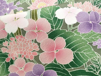 平和屋着物●訪問着　友禅　百合草花文　暈し染め　正絹　逸品　CABI3201yc