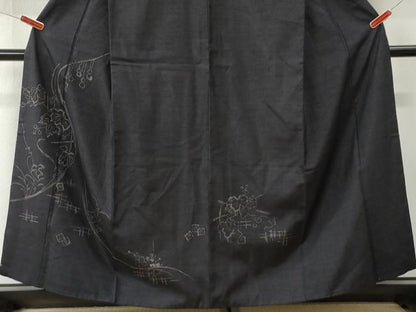 平和屋着物●訪問着　紬地　ろうけつ染　瓢箪蔦の葉花文　正絹　逸品　CABI3206yc