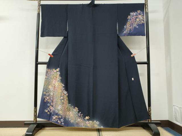 平和屋着物●越後十日町の一流染匠　桐屋・翠山工房　訪問着　絞り　枝垂れ花蝶文　暈し染め　金彩　やまと誂製　正絹　逸品　CABI3207yc