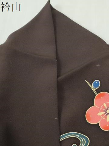 平和屋着物●手ざし京紅型染・宮崎紅型　宮崎良次　振袖　流水扇面葵花蝶文　暈し染め　正絹　逸品　CABI3209yc