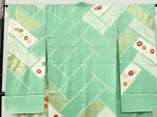 平和屋着物●豪華振袖　駒刺繍　絞り　檜垣吉祥花文　金彩　正絹　逸品　CABI3210yc