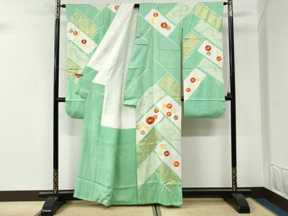 平和屋着物●豪華振袖　駒刺繍　絞り　檜垣吉祥花文　金彩　正絹　逸品　CABI3210yc