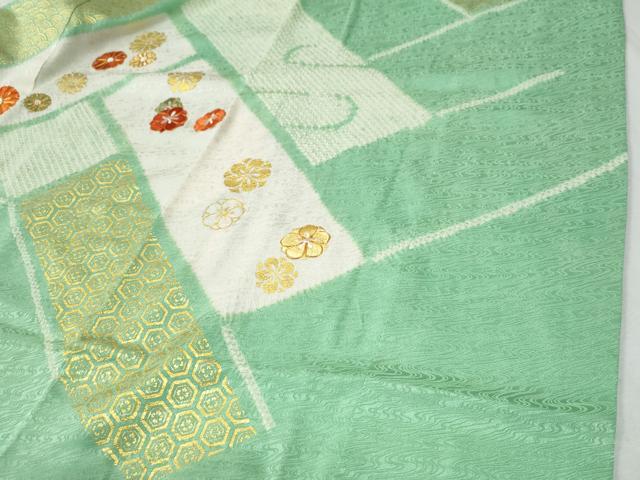 平和屋着物●豪華振袖　駒刺繍　絞り　檜垣吉祥花文　金彩　正絹　逸品　CABI3210yc