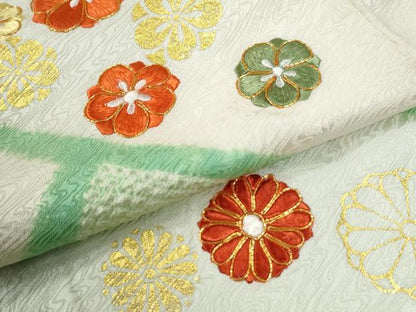平和屋着物●豪華振袖　駒刺繍　絞り　檜垣吉祥花文　金彩　正絹　逸品　CABI3210yc