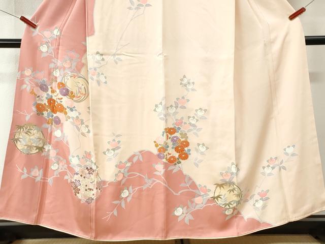 平和屋着物●訪問着　刺繍　枝橘草花丸文　金彩　正絹　逸品　CABI3211yc