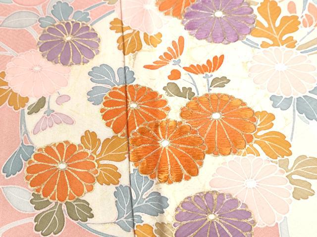 平和屋着物●訪問着　刺繍　枝橘草花丸文　金彩　正絹　逸品　CABI3211yc