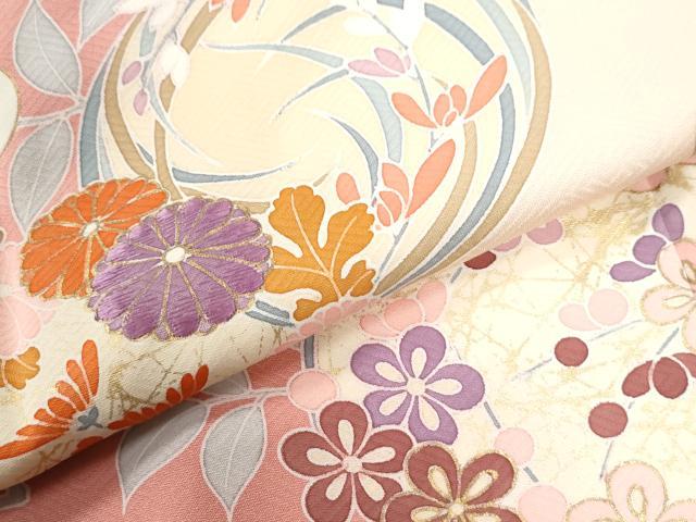 平和屋着物●訪問着　刺繍　枝橘草花丸文　金彩　正絹　逸品　CABI3211yc