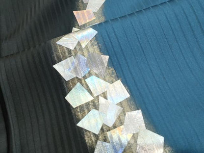 平和屋着物●金彩友禅作家　金彩の魔術師　堀省平　金煌織　訪問着　箔散らし　黒地　銀彩　ロング丈　正絹　逸品　CABI3212yc