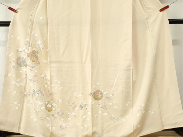 平和屋着物●訪問着　雪輪草花文　金彩　正絹　逸品　CABI3213yc