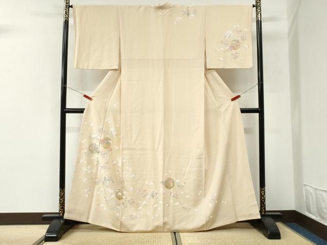 平和屋着物●訪問着　雪輪草花文　金彩　正絹　逸品　CABI3213yc