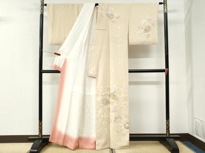 平和屋着物●訪問着　雪輪草花文　金彩　正絹　逸品　CABI3213yc