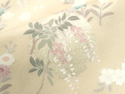 平和屋着物●訪問着　雪輪草花文　金彩　正絹　逸品　CABI3213yc