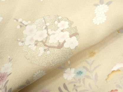 平和屋着物●訪問着　雪輪草花文　金彩　正絹　逸品　CABI3213yc