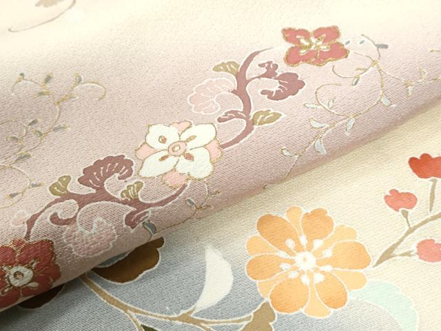 平和屋着物●訪問着　駒刺繍　花唐草文　暈し染め　金彩　正絹　逸品　CABI3214yc
