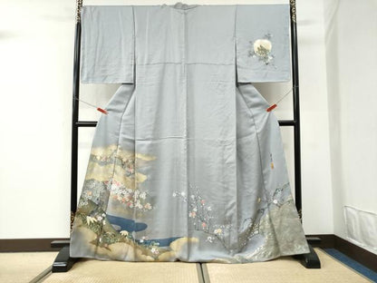 平和屋着物●螺鈿作家　藤本隆士　訪問着　雲取り枝桜文　金彩　正絹　逸品　未使用　CABI3215yc