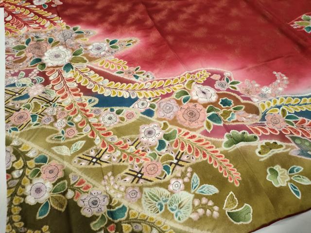平和屋着物●豪華振袖　辻が花　暈し染め　金通し地　正絹　逸品　CABI3216yc