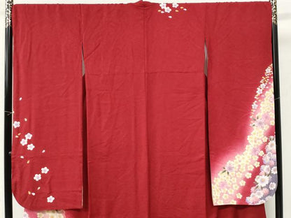 平和屋着物●豪華振袖　舞桜文　暈し染め　金彩　京都きもの友禅扱い　正絹　逸品　CABI3221yc