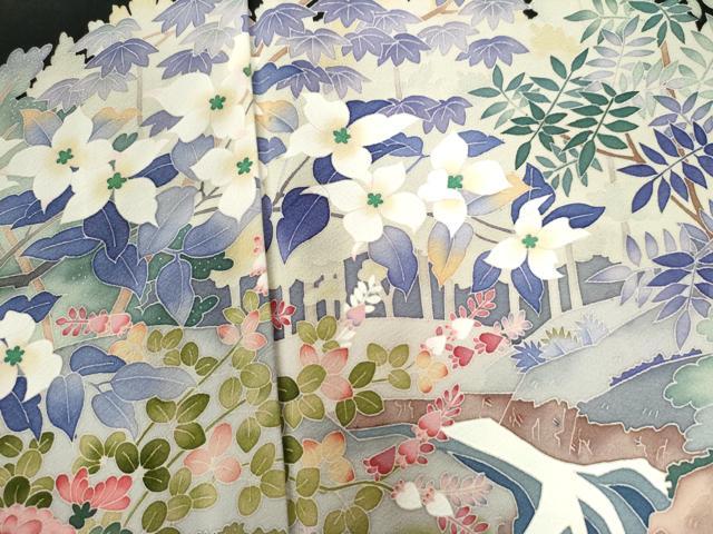 平和屋着物●本加賀友禅作家　浅野冨治男　黒留袖　水辺草花文　正絹　逸品　CABI3223yc