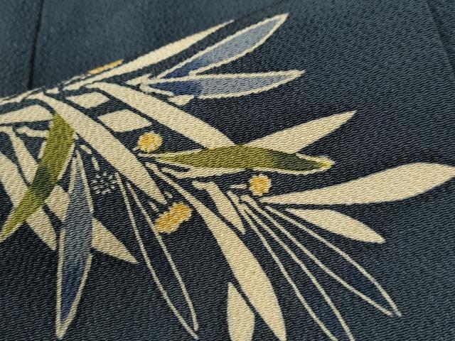 平和屋着物●上質な小紋　型染め　枝花文　鬼しぼ縮緬　正絹　逸品　CABI3225yc