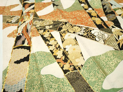 平和屋着物●豪華振袖　駒刺繍　竹並び鳳凰花唐草文　金彩　正絹　逸品　CABI3226yc