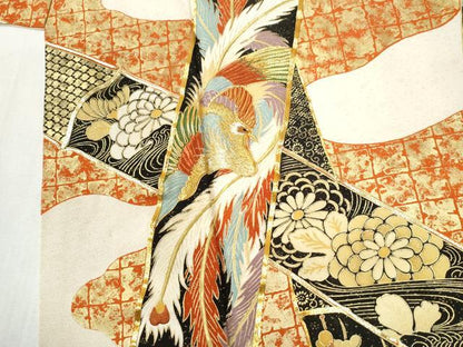 平和屋着物●豪華振袖　駒刺繍　竹並び鳳凰花唐草文　金彩　正絹　逸品　CABI3226yc