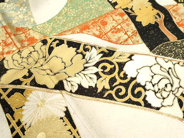 平和屋着物●豪華振袖　駒刺繍　竹並び鳳凰花唐草文　金彩　正絹　逸品　CABI3226yc