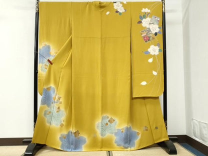 平和屋着物●豪華振袖　破れ色紙舞桜文　暈し染め　金彩　正絹　逸品　CABI3227yc