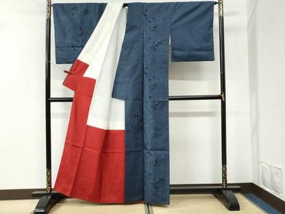 平和屋着物●訪問着　本場大島紬　9マルキ　舞蝶枝梅文　正絹　逸品　CABI3228yc