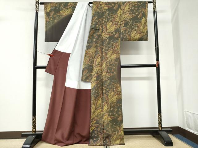 平和屋着物●訪問着　孔雀羽文　暈し染め　金彩　正絹　逸品　CABI3230yc