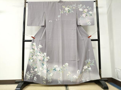 平和屋着物●訪問着　友禅　作家物　枝花文　暈し染め　正絹　逸品　CABI3232yc