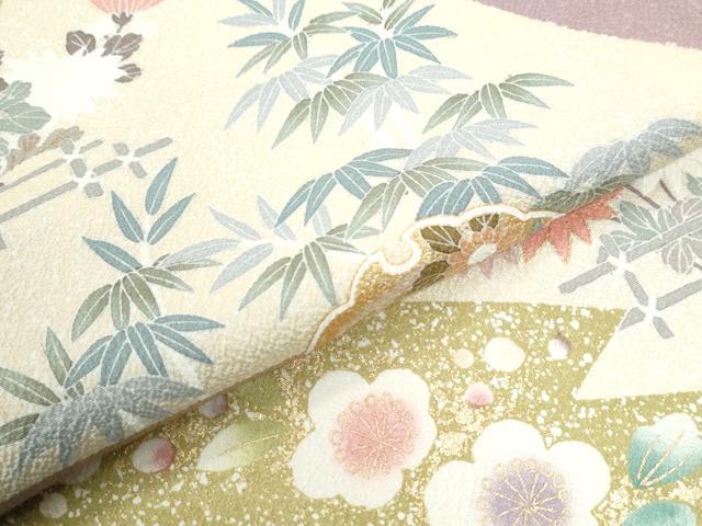 平和屋着物●訪問着　駒刺繍　雪輪エ霞吉祥花文　暈し染め　金彩　正絹　逸品　CABI3235yc