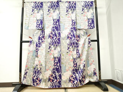 平和屋着物●上質な小紋　牡丹菊花文　金彩　正絹　逸品　CABI3238yc
