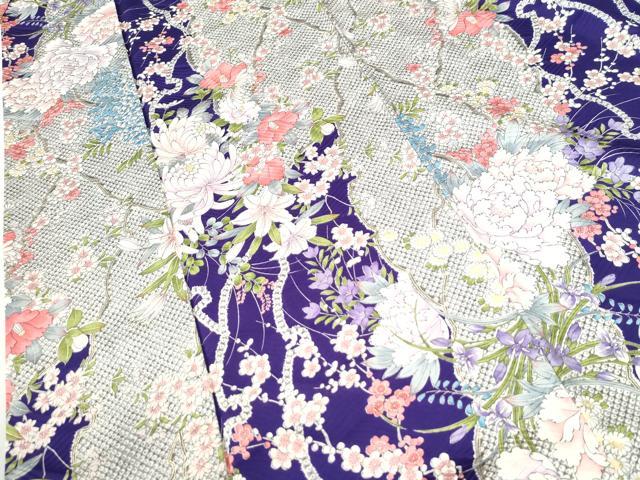 平和屋着物●上質な小紋　牡丹菊花文　金彩　正絹　逸品　CABI3238yc