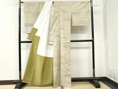 平和屋着物●上質な紬　格子　正絹　逸品　未使用　CABI3242yc